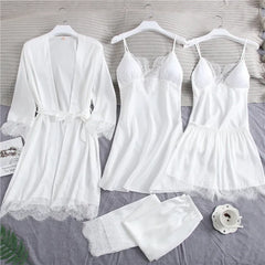 SilkLuxio™ Élodie — Bridal Lace Nightgown & Robe Set